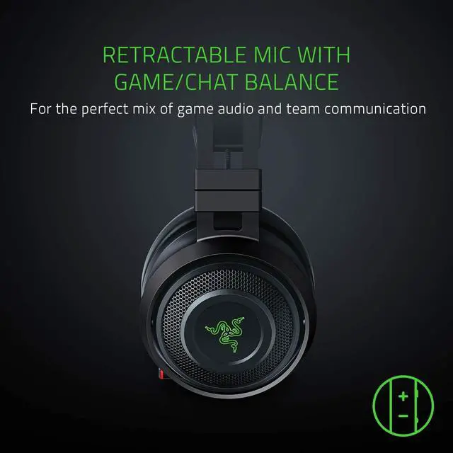 Alt view image 6 of 6 - Razer Nari Ultimate Wireless 7.1 Surround Sound Gaming Headset: THX Audio & Haptic Feedback - Auto-Adjust Headband - Chroma RGB - Retractable Mic - For PC, PS4, PS5