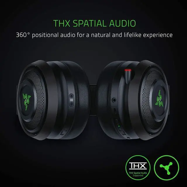 Alt view image 4 of 6 - Razer Nari Ultimate Wireless 7.1 Surround Sound Gaming Headset: THX Audio & Haptic Feedback - Auto-Adjust Headband - Chroma RGB - Retractable Mic - For PC, PS4, PS5