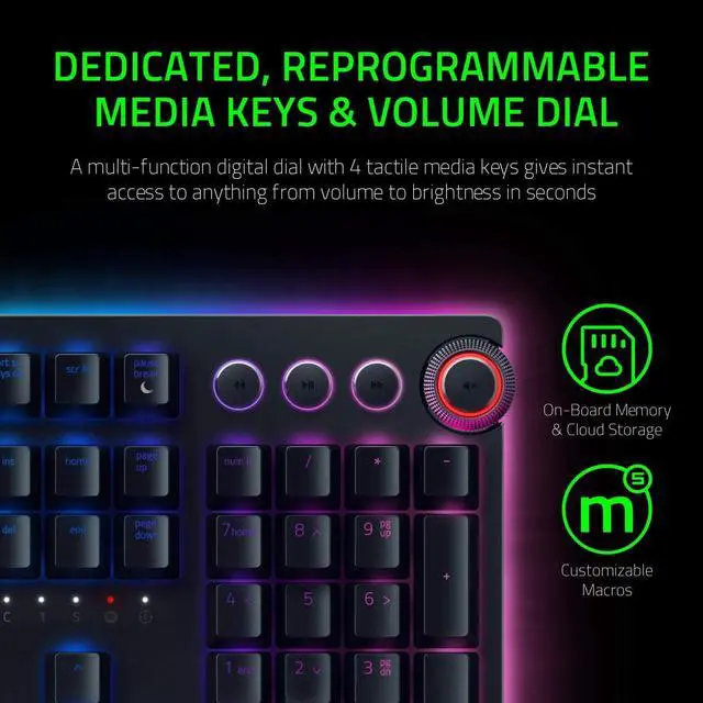 Alt view image 4 of 5 - Razer Huntsman Elite Gaming Keyboard: Fast Keyboard Switches - Linear Optical Switches - Chroma RGB Lighting - Magnetic Plush Wrist Rest - Dedicated Media Keys & Dial