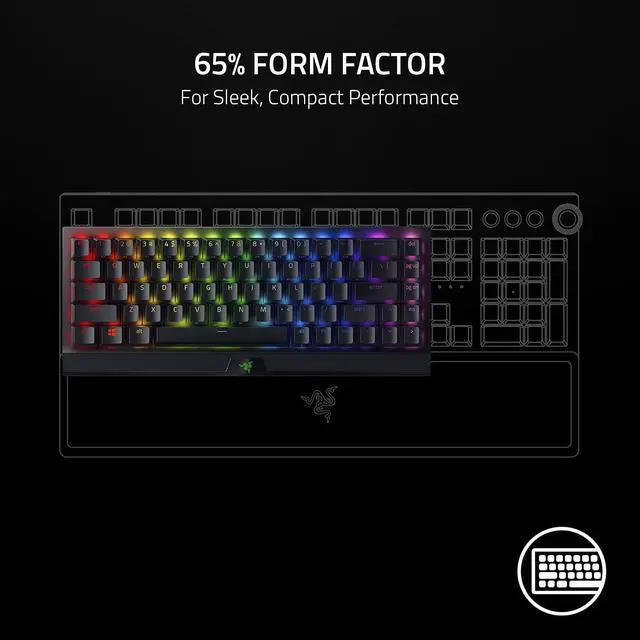 Alt view image 2 of 6 - Razer BlackWidow V3 Mini HyperSpeed 65% Wireless Mechanical Gaming Keyboard: HyperSpeed Wireless Technology - Yellow Mechanical Switches- Linear & Silent - Doubleshot ABS keycaps - 200Hrs Battery Life
