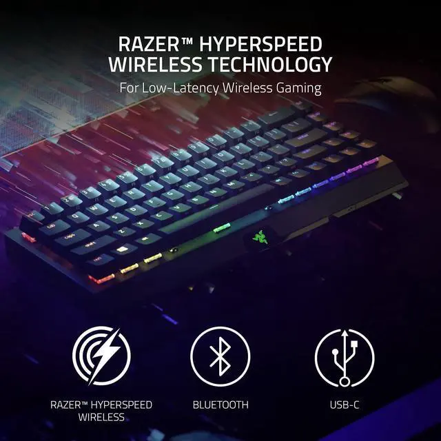 Alt view image 3 of 6 - Razer BlackWidow V3 Mini HyperSpeed 65% Wireless Mechanical Gaming Keyboard: HyperSpeed Wireless Technology - Yellow Mechanical Switches- Linear & Silent - Doubleshot ABS keycaps - 200Hrs Battery Life