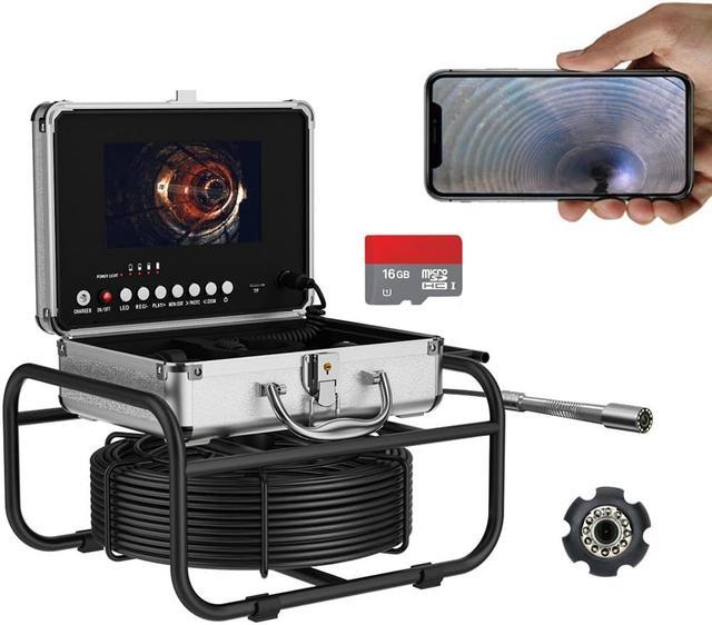 7 AHD Screen Sewer Pipe Inspection Camera, HD 1080P,with WiFi Wireless DVR  Video Endoscope Camera,20M Pipe Borescope,12 LED Lights,Waterproof IP68 