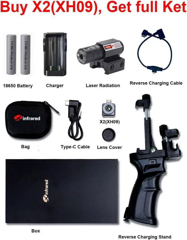 Alt view image 3 of 7 - InfiRay X2 /XH09 Thermal Imaging Camera Imager Scope for Insulation Inspection With laser radiation, with reverse charging bracket,ios