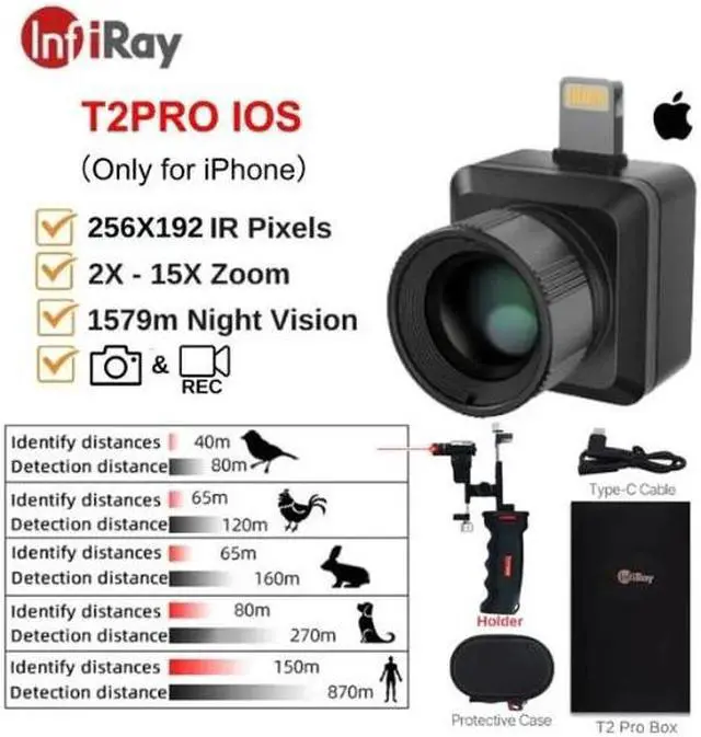 Alt view image 3 of 7 - InfiRay/Xinfrared T2 Pro Thermal Imager Hunting Camera Outdoor Search 1579m Infrared Night Vision Mobile iPhone iOS,Not compatible with iphone 15