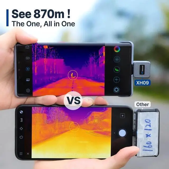 Alt view image 4 of 7 - InfiRay/Xinfrared XH09 Thermal Camera and Night Vision Monocular with 384×288 IR Resolution, AItemp Technology, for Home Improvement and Outdoor Use , iPhone ios,Not compatible with iphone 15