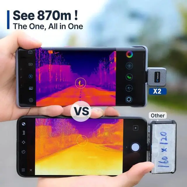Alt view image 5 of 6 - InfiRay X2 Thermal Cameras Imaging Device for Hunting Rescue Hiking Camping with Handle and Laser for Android