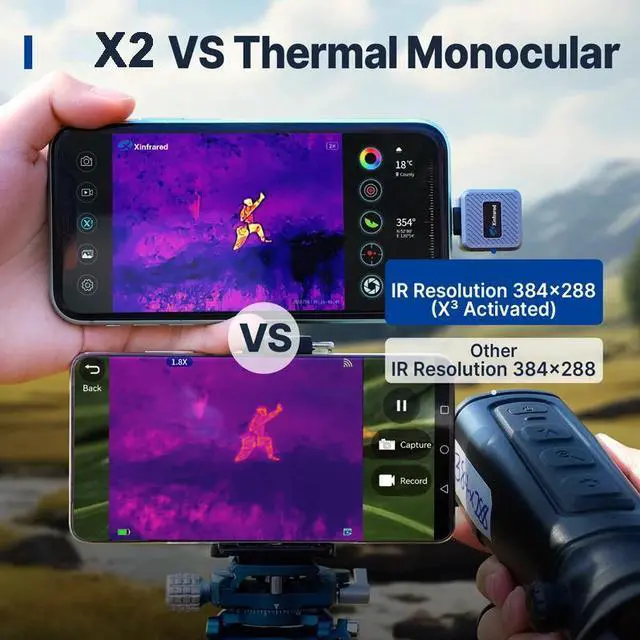 Alt view image 3 of 6 - InfiRay X2 Thermal Imaging for Hunting Rescue Hiking Camping with Handle and Laser for iOS