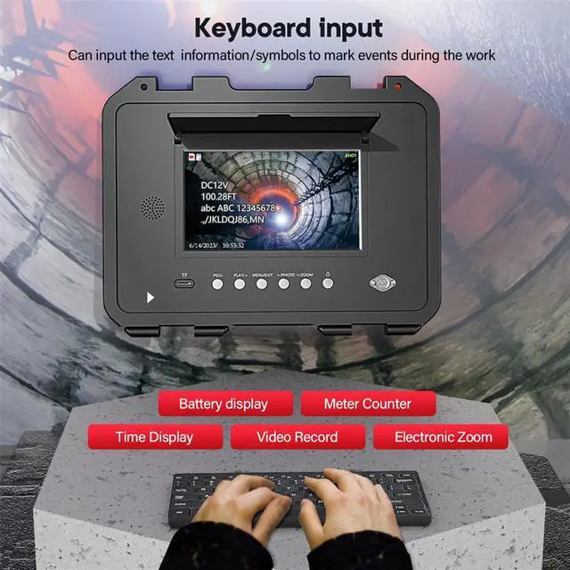 Alt view image 4 of 7 - 9'' IPS Screen Borescope DVR Recorder 360° Rotate Pipe Camera IP68 Waterproof Endoscope