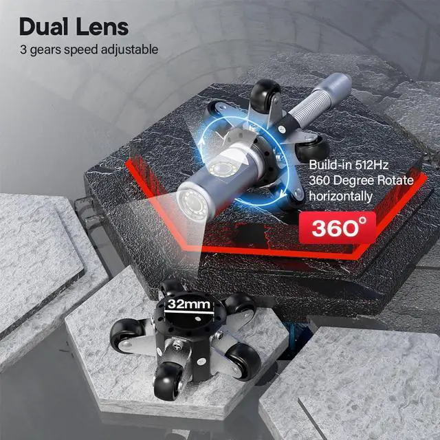 Alt view image 3 of 7 - 9'' IPS Screen Borescope DVR Recorder 360° Rotate Pipe Camera IP68 Waterproof Endoscope