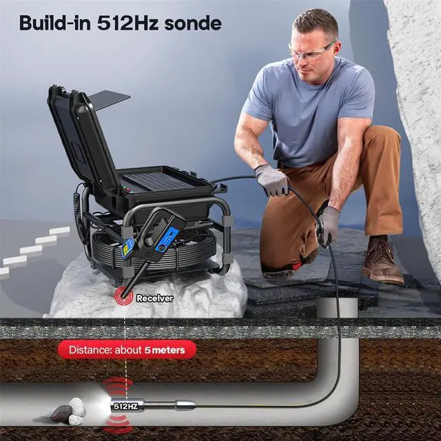 Alt view image 7 of 7 - 9'' IPS Screen Borescope DVR Recorder 360° Rotate Pipe Camera IP68 Waterproof Endoscope