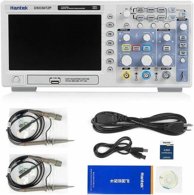 Main image of Hantek DSO5072P Digital Oscilloscope 70mhz 1gsa/s 2ch 40k 7" tft Signal Waveform Real Time Sample Rate 7' Display WVGA 800x480