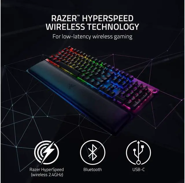 Alt view image 2 of 7 - Razer BlackWidow V3 Pro Mechanical Wireless Gaming Keyboard: Yellow Mechanical Switches - Linear & Silent - Chroma RGB Lighting - Doubleshot ABS Keycaps - Transparent Switch Housing - Bluetooth/2.4GHz