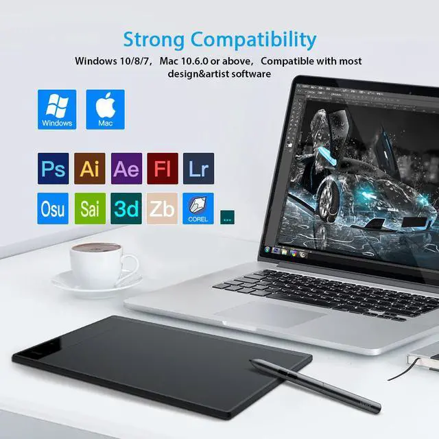 Alt view image 4 of 7 - Drawing Tablet VEIKK A30 V2 10x6 Inch Pen Tablet with Pressure Sensitivity 8192 Levels Battery Free Pen for Digital Drawing with Artist Glove