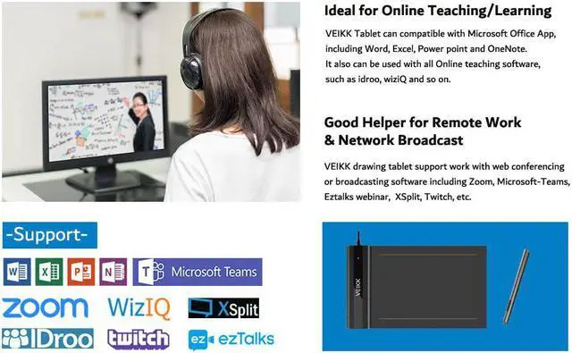 Alt view image 3 of 7 - VEIKK S640 V2 Graphics Drawing Tablet 6x4 inch OSU Pen Tablet with Battery-Free Stylus for Android, Windows and Mac OS (8192 Level Pressure)