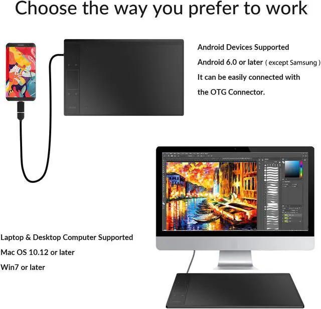 Alt view image 2 of 7 - Drawing Tablet VEIKK A30 V2 10x6 Inch Pen Tablet with Pressure Sensitivity 8192 Levels Battery Free Pen for Digital Drawing with Artist Glove