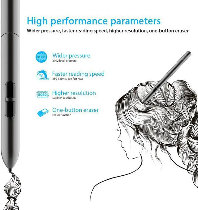 Alt view image 6 of 7 - Drawing Tablet VEIKK A30 V2 10x6 Inch Pen Tablet with Pressure Sensitivity 8192 Levels Battery Free Pen for Digital Drawing with Artist Glove