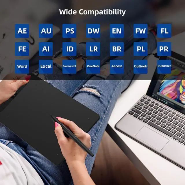 Alt view image 6 of 7 - VEIKK VK1060 Drawing Tablet, 10 x 6 Inch Graphics Tablet with 8 Shortcut Keys, 8192 Levels Battery Free Pen Supports Tilt Function, Work for Digital Art Drawing, Animation, Design or Online Work