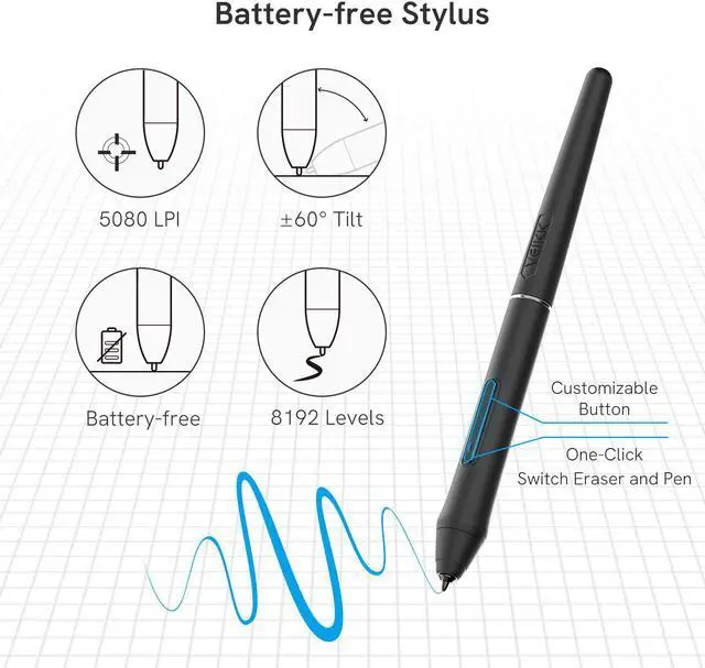 Alt view image 5 of 7 - VEIKK Studio VK2200 Pro Drawing Pen Display 8192 Level Pen Pressure Drawing Pen Tablet Graphic Monitor with 2 Customized Quick Dials 8 Express Keys and Adjustable Stand 21.5 Inch