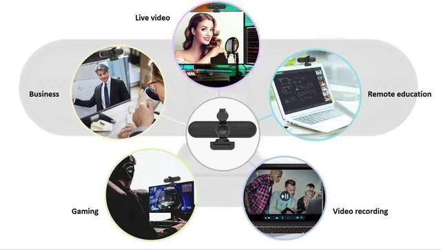 Alt view image 6 of 7 - 2K webcam for PC, full HD computer camera with protective cover, USB webcam with microphone, 30fps streaming webcam with foldable clip/stand for online calls, meetings, zoom, laptops, desktops machine