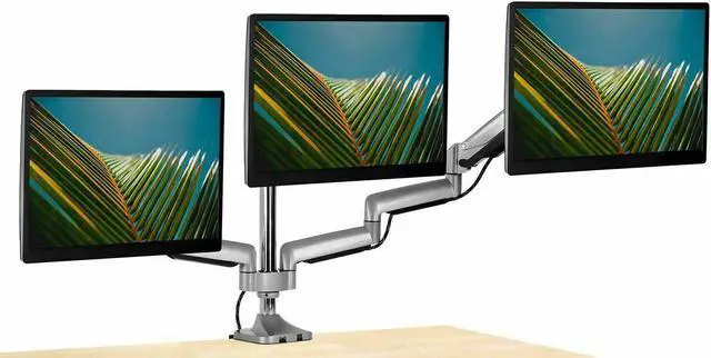 Alt view image 3 of 6 - Triple Monitor Desk Mount With USB Port Height Adjustable 17" - 32"