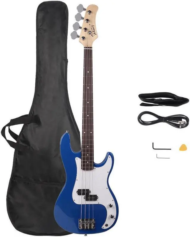 Alt view image 2 of 6 - Bass Electric Guitar P Style Bass Guitar + Cord + Wrench Tool +Bag Blue