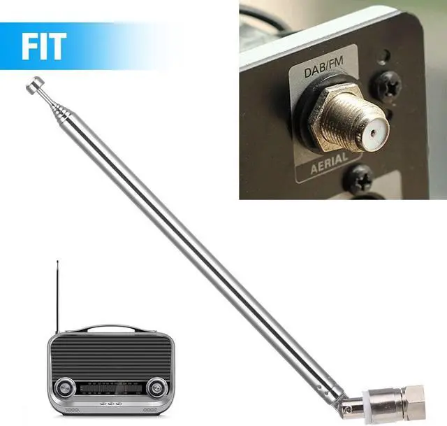 Main image of F Type Telescopic Aerial Antenna 75 Ohm w/ 3.5 Adapter For Wave Radio TV FM