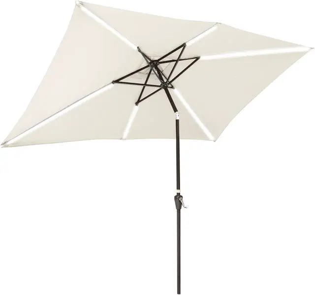 Alt view image 2 of 7 - 10x6.5 Ft Solar Powered Patio Umbrella with Tilt and Crank Balcony Poolside Deck