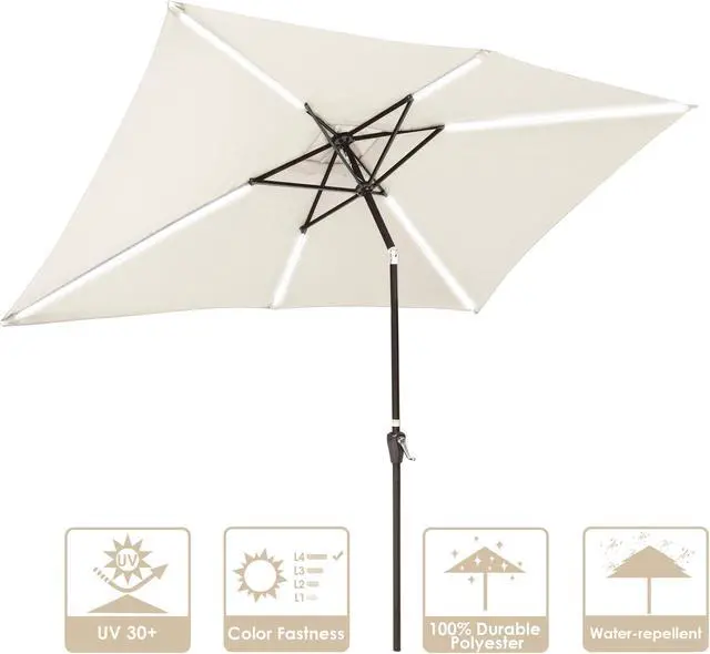 Main image of 10x6.5 Ft Solar Powered Patio Umbrella with Tilt and Crank Balcony Poolside Deck