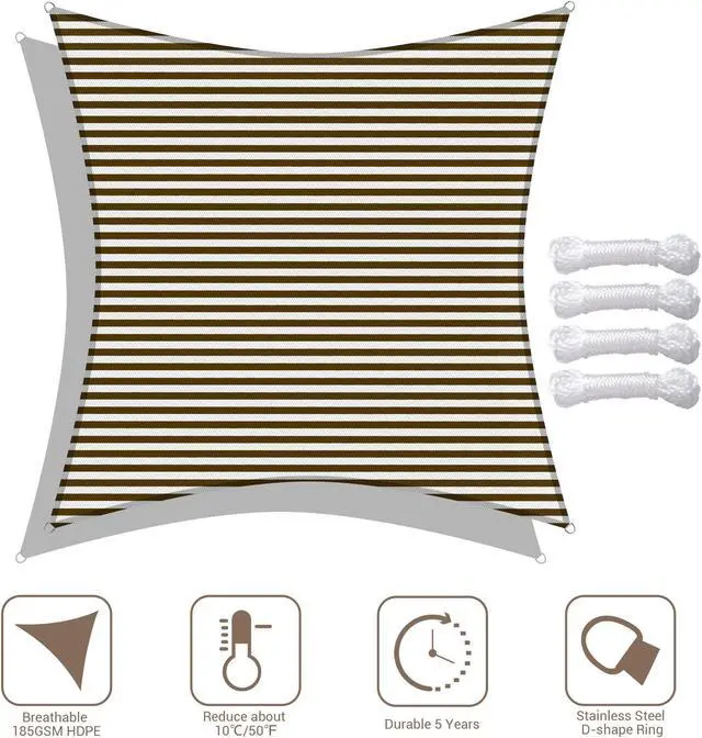 Alt view image 2 of 7 - Yescom 16x16 Ft 97% UV Block Square Sun Shade Sail HDPE Canopy Patio Park Garden