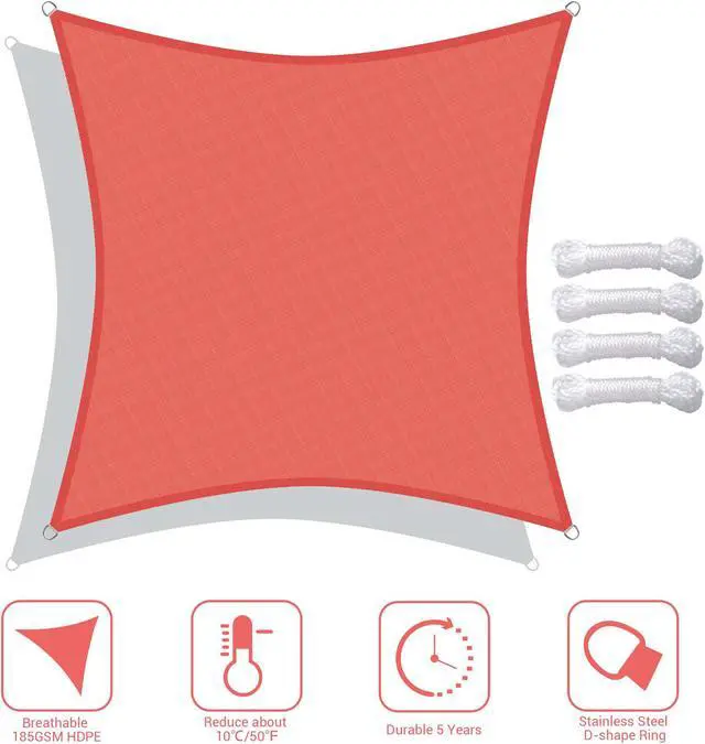 Main image of Yescom 10x10 Ft 97% UV Block Square Sun Shade Sail Canopy Cover Net Backyard Deck