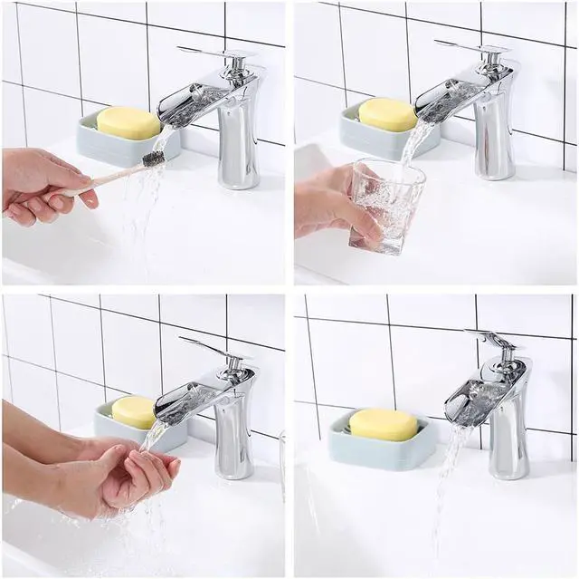 Alt view image 2 of 7 - Aquaterior Single Handle Bathroom Faucet Waterfall Spout Mixer Tap Basin Lavatory Faucet Chrome (CUPC NSF)