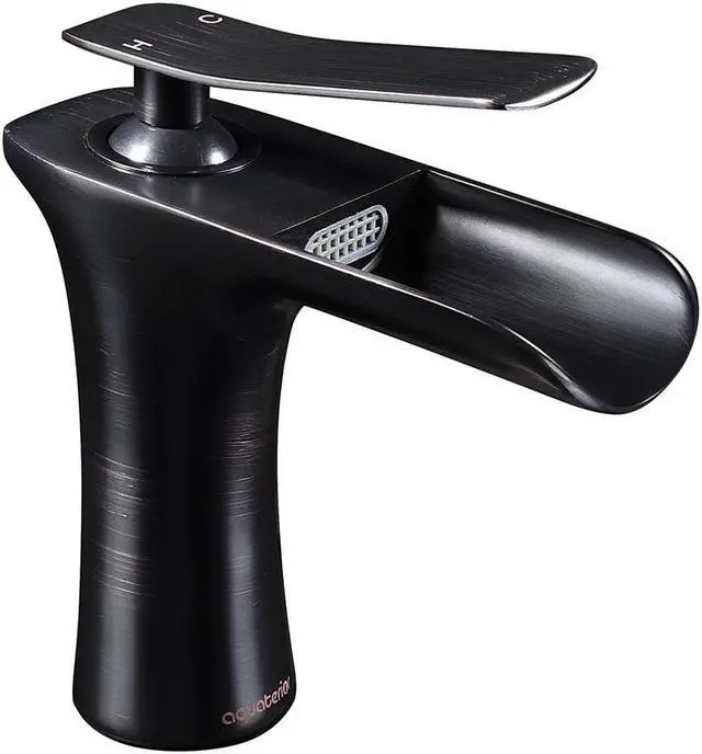 Main image of Aquaterior Single Handle Bathroom Faucet Waterfall Spout Mixer Tap Basin Lavatory Faucet Oil Rubbed Bronze (CUPC NSF)