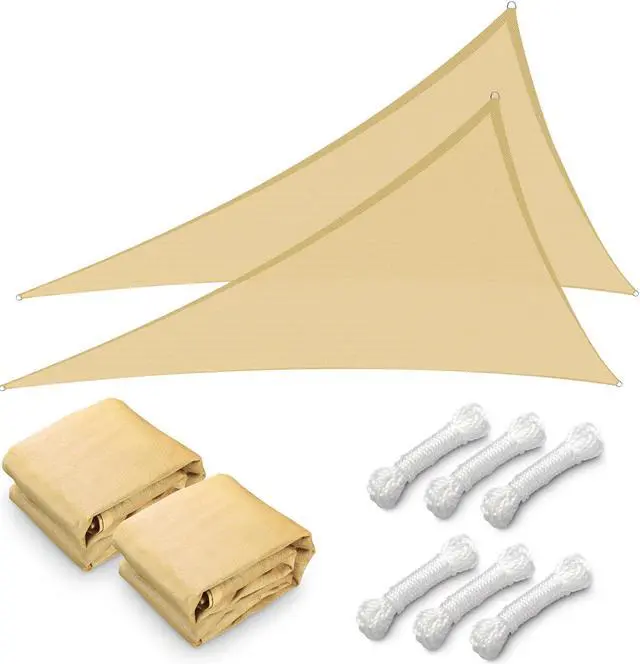 Alt view image 3 of 7 - Yescom 2 Pack 25 Ft 97% UV Block Triangle Sun Shade Sail Canopy Outdoor Patio Poolside