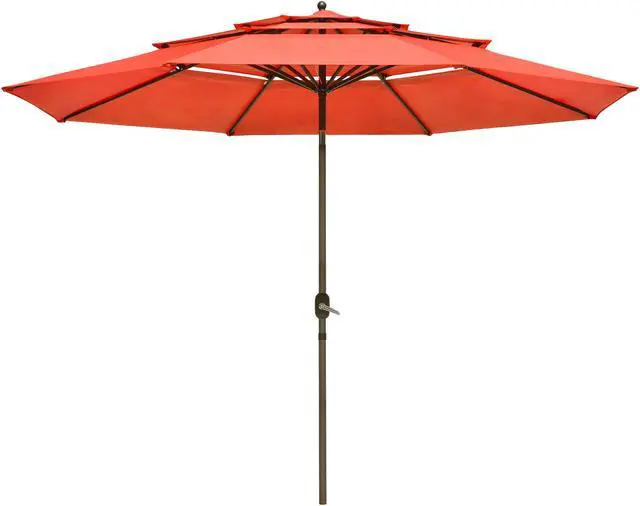 Alt view image 7 of 7 - Yescom 11 Ft 3 Tier Patio Umbrella with Protective Cover Crank Push to Tilt Hotel
