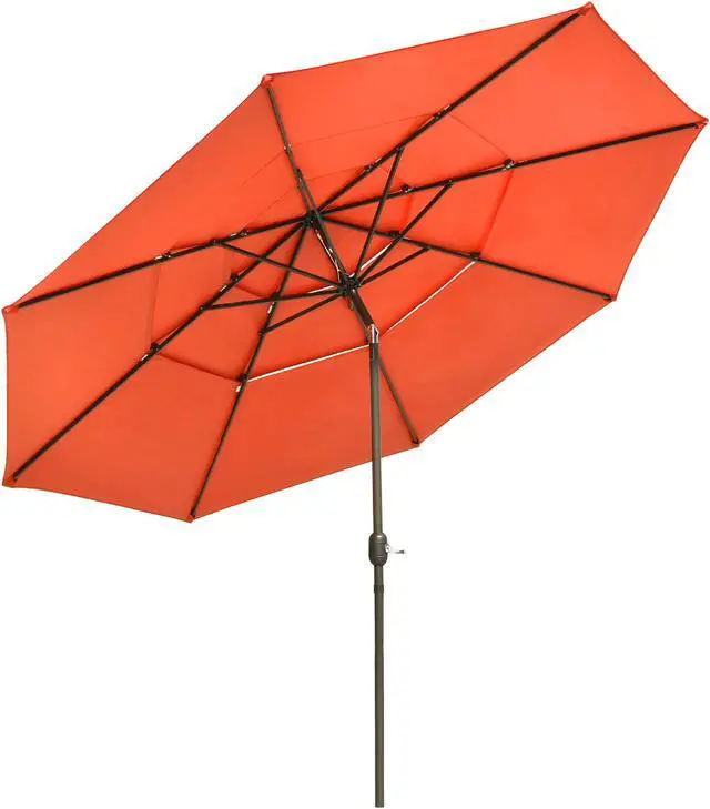 Alt view image 6 of 7 - Yescom 11 Ft 3 Tier Patio Umbrella with Protective Cover Crank Push to Tilt Hotel