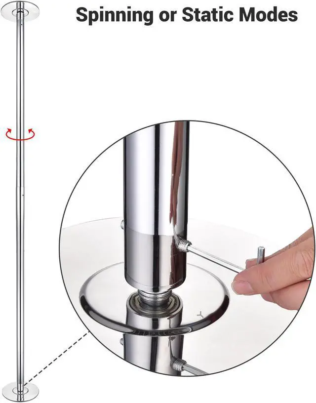 Alt view image 5 of 7 - Yescom Stripper Pole 9.25 FT 45mm Dance Pole Kit Static Spinning for Party Club Fitness Silver, Max Load 1102 Lbs