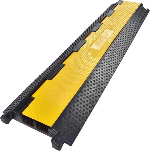 Main image of Yescom 2 Channel Rubber Electrical Wire Cover Cable Driveway Over Garden Hose Protector Ramp Guard Warehouse Cord Protector Speed Bump, 22000 Lbs