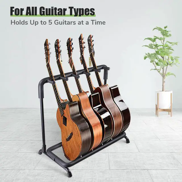 Alt view image 2 of 7 - 5 Five Holder Multi Guitar Folding Stand Band Stage Bass Acoustic Guitar Display Rack