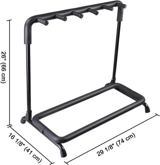 Alt view image 6 of 7 - 5 Five Holder Multi Guitar Folding Stand Band Stage Bass Acoustic Guitar Display Rack