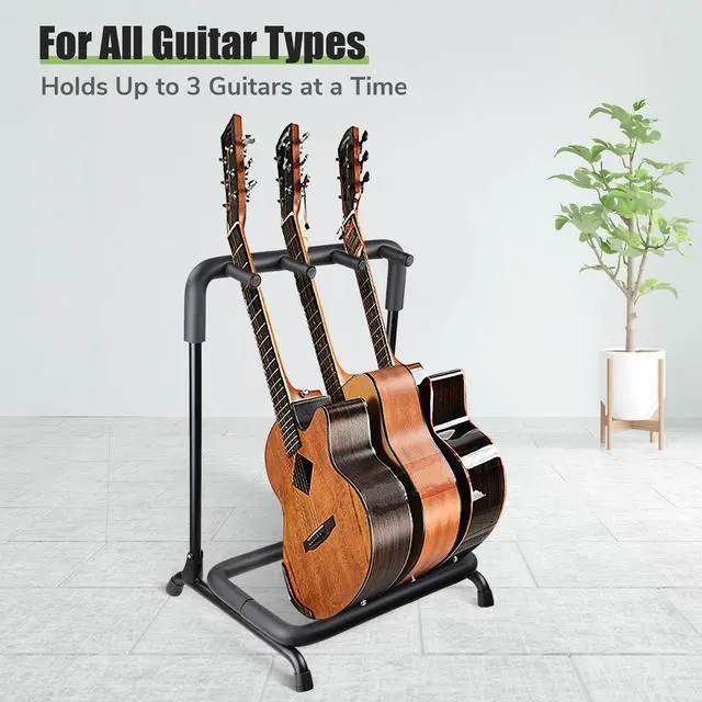 Alt view image 2 of 7 - 3 Three Holder Multi Guitar Folding Stand Band Stage Bass Acoustic Guitar Display Rack