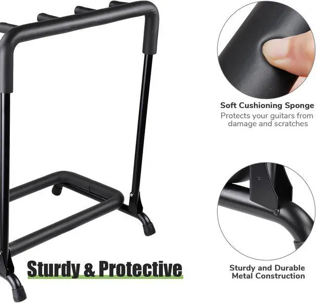 Alt view image 7 of 7 - 3 Three Holder Multi Guitar Folding Stand Band Stage Bass Acoustic Guitar Display Rack