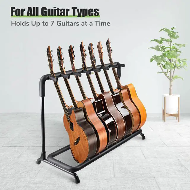 Alt view image 2 of 7 - 7 Seven Holder Multi Guitar Folding Stand Band Stage Bass Acoustic Guitar Display Rack