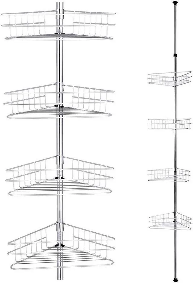 Alt view image 5 of 7 - Aquaterior 4 Tier Soap Holder Metal Corner Shelf Caddy Bathroom Wall Rack Storage Organizer