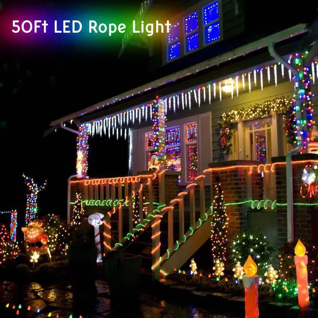 Alt view image 7 of 7 - DELight 50 Ft 2 Wire LED Rope Light Holiday Valentine Party Decorative Lighting White