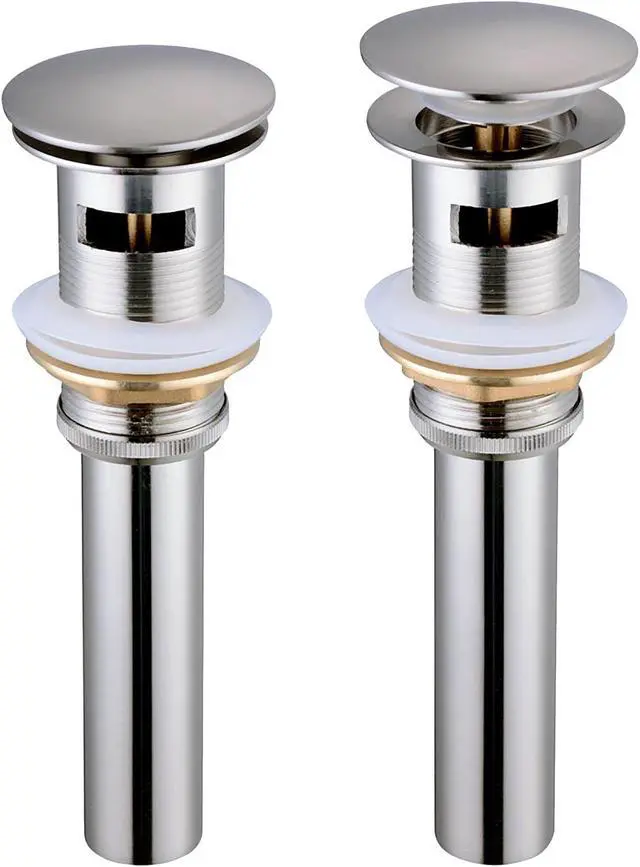 Alt view image 2 of 3 - Aquaterior 1 5/8" Bathroom Pop Up Drain with Overflow Lavatory Vessel Basin Sink Faucet Brass Brushed Nickel