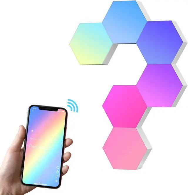 Main image of Yescom 6 Pack WiFi Smart LED Light Accessory Hexagon Lamp Voice Control DIY Home Gifts