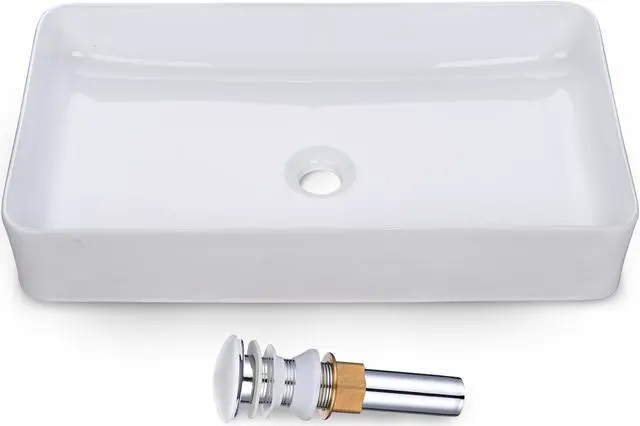Main image of Aquaterior 23"x13" Rectangle Bathroom Vessel Sink w/Pop Up Drain Above Counter Ceramic Bathroom Sink Hotel Lavatory