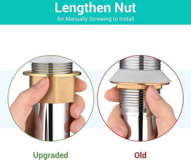 Alt view image 5 of 7 - Aquaterior 16" Round Bathroom Ceramic Vessel Sink Faucet Set Vanity Mixer Faucet w/Pop Up Drain Gold (CUPC NSF CEC)