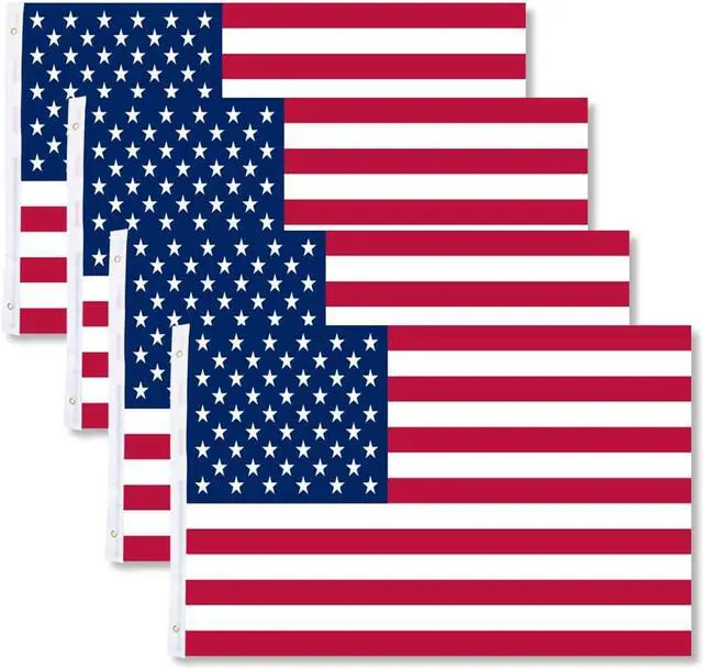 Main image of 4-Pack 3x5 American Flags w/ Grommets ~ USA United States of America ~ US Stars