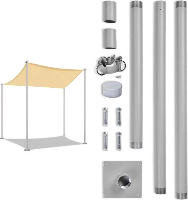 Alt view image 10 of 14 - Shade Sail Pole 10Ft Backyard with Pole Bracket Clamp Powder Awning Deck Patio